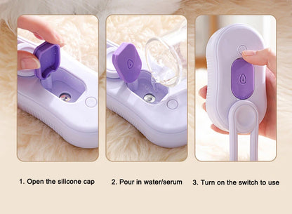 3-in-1 Pet Electric Steam Brush | Grooming, Spray & Massage Comb for Cats & Dogs