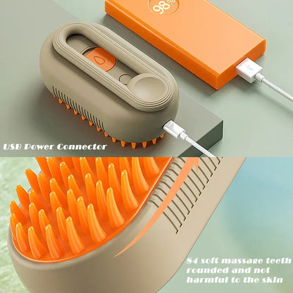 3-in-1 Pet Electric Steam Brush | Grooming, Spray & Massage Comb for Cats & Dogs
