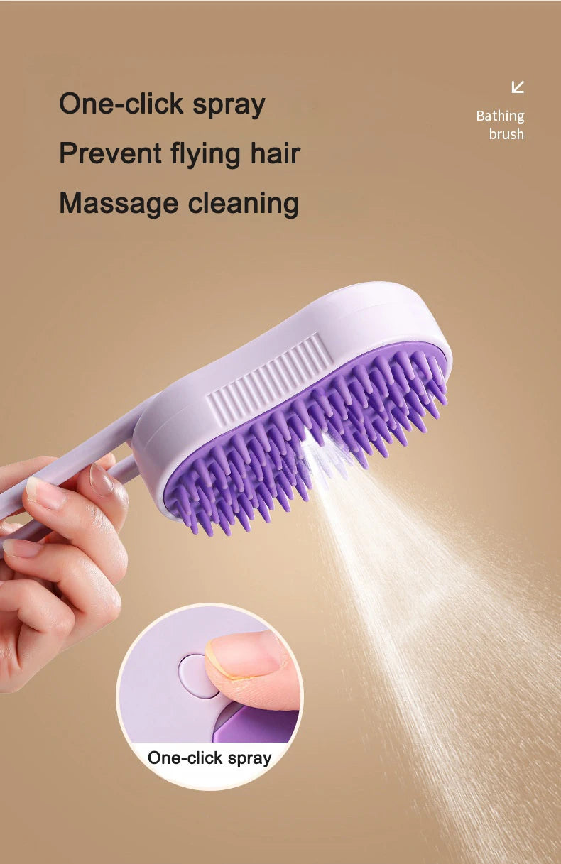 3-in-1 Pet Electric Steam Brush | Grooming, Spray & Massage Comb for Cats & Dogs