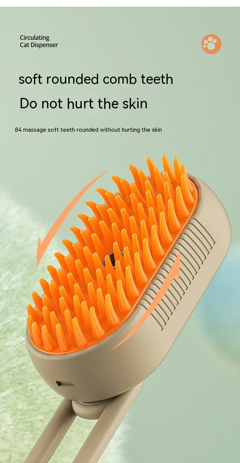 3-in-1 Pet Electric Steam Brush | Grooming, Spray & Massage Comb for Cats & Dogs
