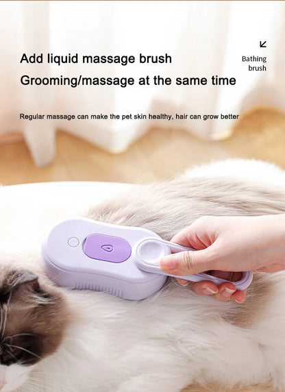 3-in-1 Pet Electric Steam Brush | Grooming, Spray & Massage Comb for Cats & Dogs