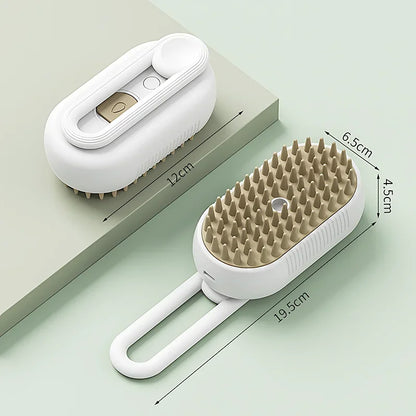 3-in-1 Pet Electric Steam Brush | Grooming, Spray & Massage Comb for Cats & Dogs