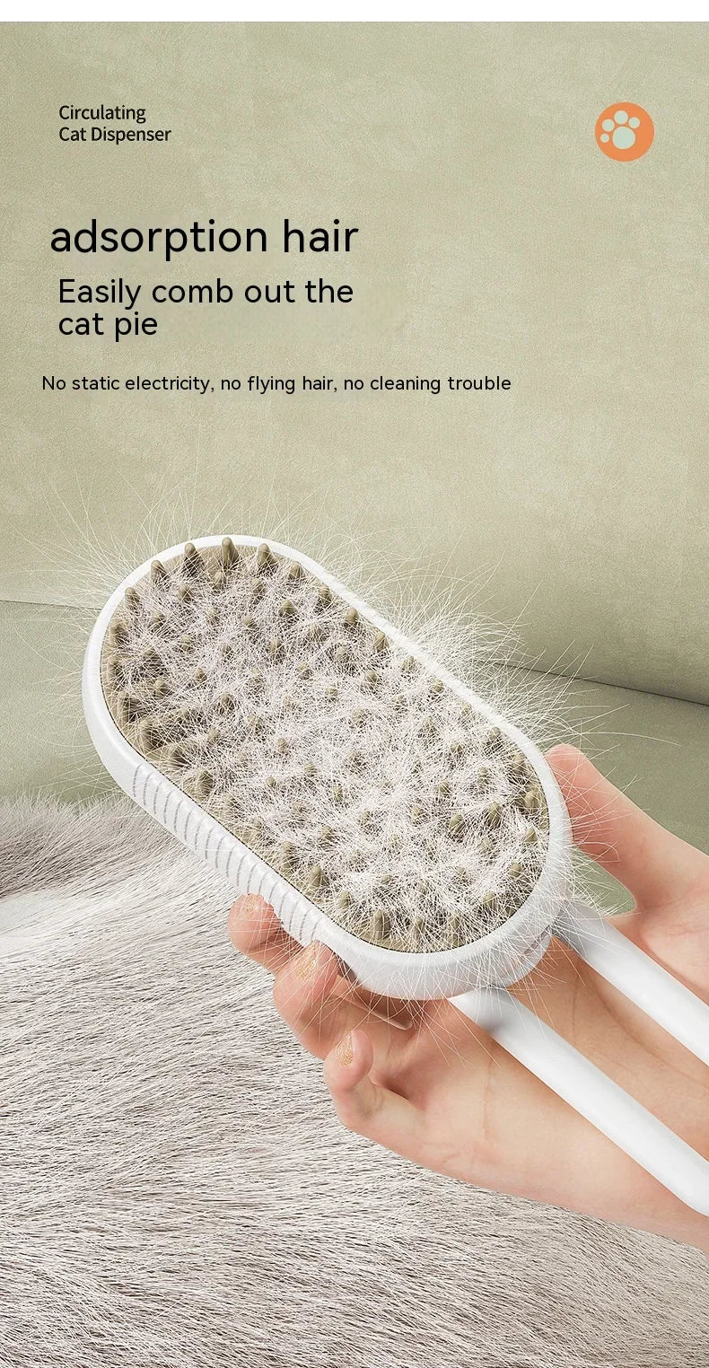 3-in-1 Pet Electric Steam Brush | Grooming, Spray & Massage Comb for Cats & Dogs