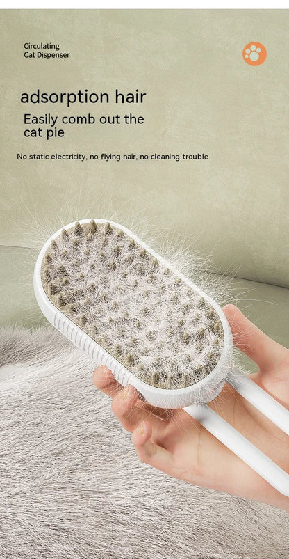 3-in-1 Pet Electric Steam Brush | Grooming, Spray & Massage Comb for Cats & Dogs