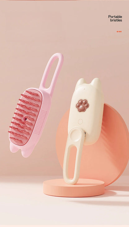 3-in-1 Pet Electric Steam Brush | Grooming, Spray & Massage Comb for Cats & Dogs