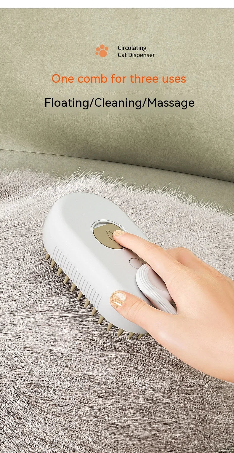 3-in-1 Pet Electric Steam Brush | Grooming, Spray & Massage Comb for Cats & Dogs